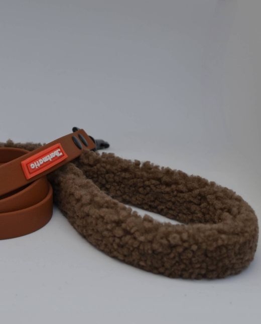 Lead with shearling handle | Caramel